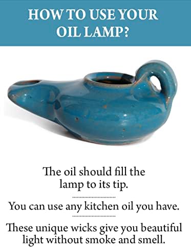 Herodian Glazed Oil Lamp Blue Handmade Hanukkah Judaica Gift