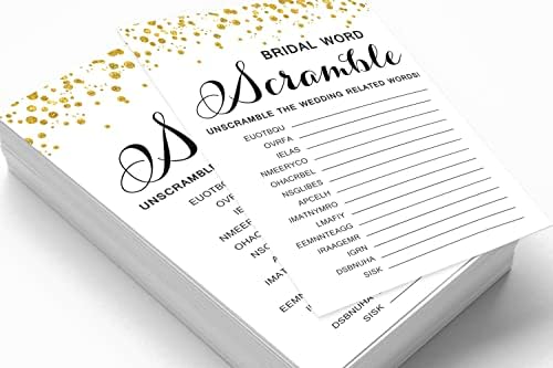 50-Pack Wedding Word Scramble Bridal Shower Game Cards