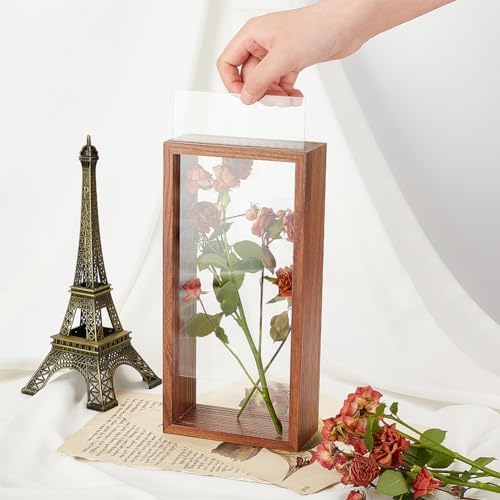 OLYCRAFT Walnut Brown Shadow Box Frame with Double Sided Acrylic Window