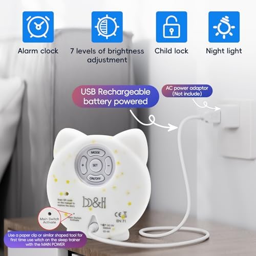 BH Sleep Trainer Clock for Toddler Cute Kids Alarm Clock