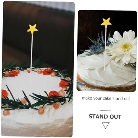 Yardwe 100Pcs Gold Star Cake Toppers Reusable Decorations