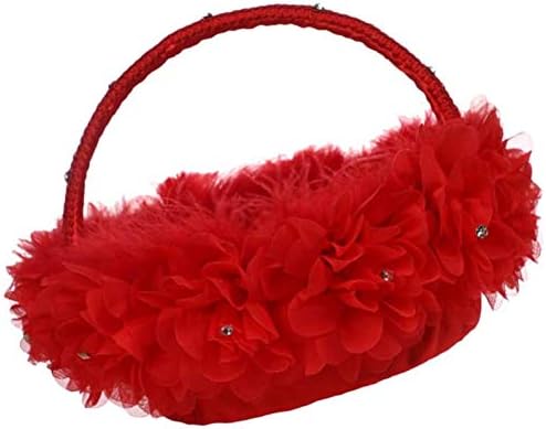Flower Girl Basket for Wedding Ceremony Decor - Red