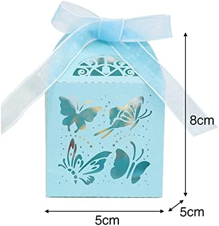 50 Pack White Butterfly Candy Gift Boxes with Ribbons