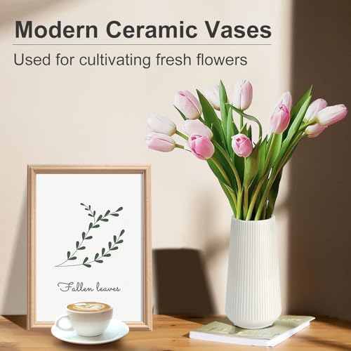 White Ceramic Vase for Home Office Decor