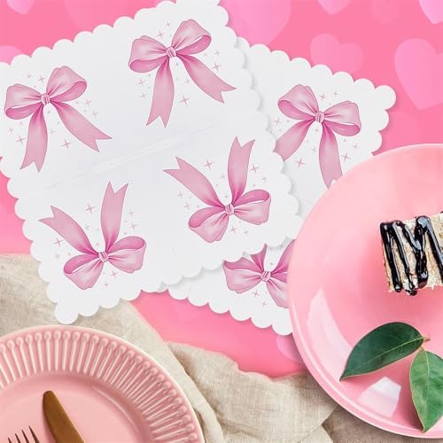 60Pcs Pink Bow Napkins Coquette Theme Party Decor
