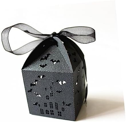Hemoton Iridescent Paper Halloween Candy Box with Bat Design