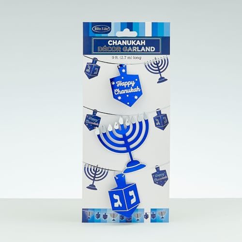 Rite Lite Hanukkah Garland Blue Silver Dreidel 9 Feet Long
