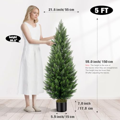 Realistic Artificial Cedar Topiary Trees 5FT 2 Sets