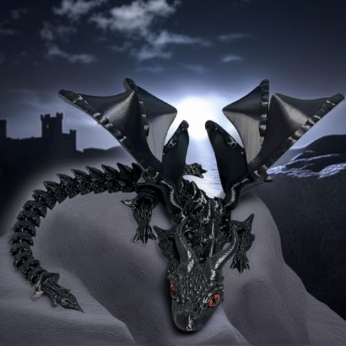 Fantasy Black 3D Dragon Cake Topper Set