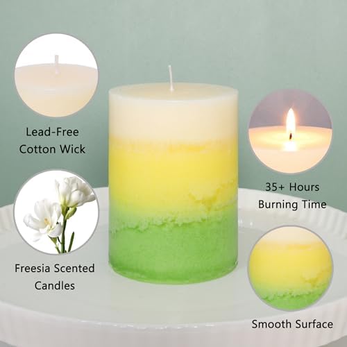Freesia Scented Pillar Candles Set of 3 1