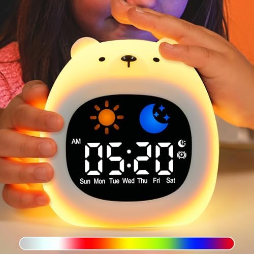 Kids Sleep Training Clock with White Noise and Night Light Bear