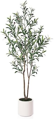 LOMANTO Artificial Olive Trees 5 ft Tall Fake Tree