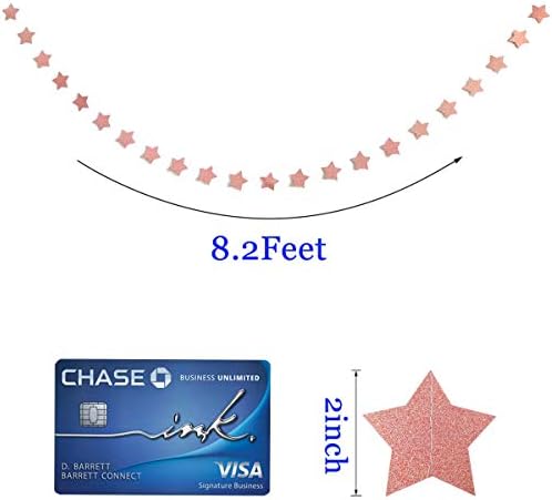 TTSAM 6 Pack Glitter Rose Gold Star Garland Decorations