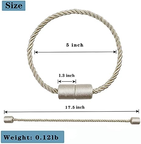 2 Pack Beige Magnetic Curtain Tiebacks for Drapes