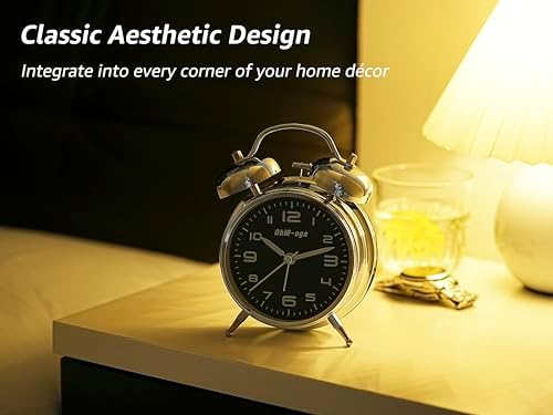 OhM-ega Classic Metal Twin Bell Alarm Clock
