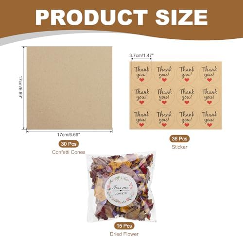 PATIKIL Dried Flower Confetti Cones Purple 30Pcs