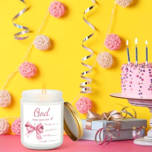 Pink Bow Christian Candle for Women Confirmation Gift