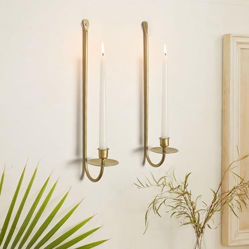 Remenna Metal Candle Sconce Holder Set of 2 Gold