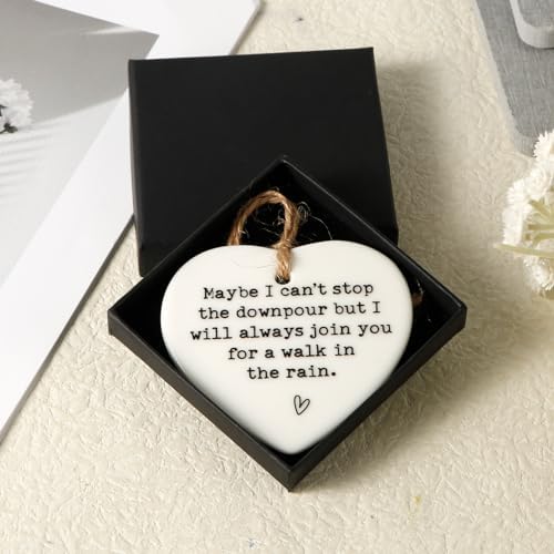 Maybe I Cant Stop the Downpour Plaque Ceramic Heart Friendship Gift Hanging Ornament