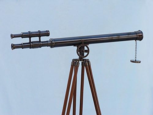 Hampton Nautical Black Floor Standing Telescope Nautical Decoration