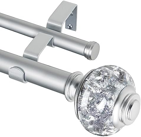 USFOOK 1 Inch Double Curtain Rods 72-144 Inch