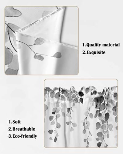 Grey Eucalyptus Leaves Swag Valances 2 Pack for Windows