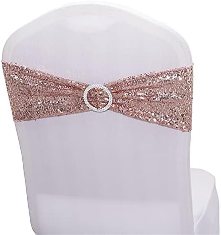 25 PCS Stretch Sequin Chair Sashes for Wedding and Events