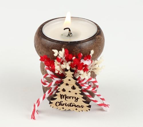 HTF Pack of 10 Christmas Decorations Wood Tealight Candle Holders