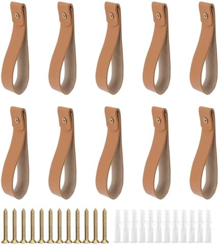 AddGrace 10 PCS Leather Curtain Rod Holder 98 Brown
