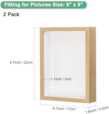 2 Pack 6x8 Inch Wooden Shadow Box Frame