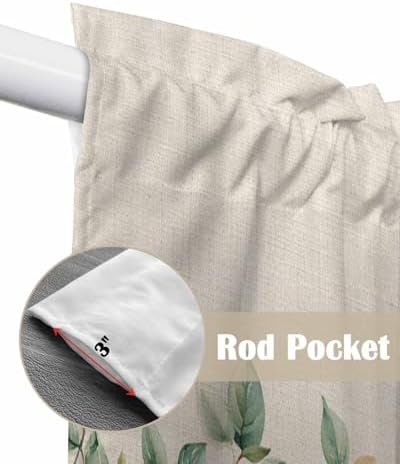 Blueberry Rustic Leaf Linen Swag Curtains - Rod Pocket Panels