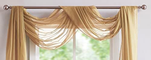 Warm Home Designs Extra Long Caramel Gold Sheer Window Scarf