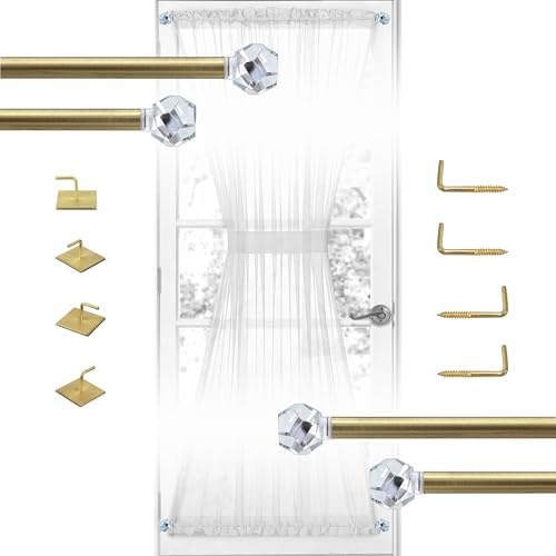 38 Sash Curtain Rods with Clear Crystal Finials 2 Pack