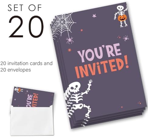 Halloween Birthday Party Invitations Set of 20 with Envelopes