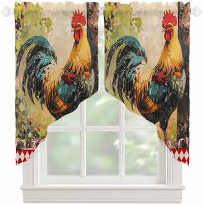 SEVENBABU Chiffon Valance Curtains Animal Print 36x36x2