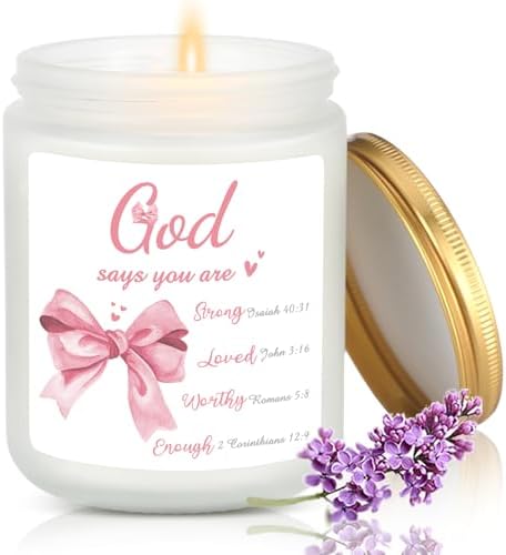 Pink Bow Christian Candle for Women Confirmation Gift