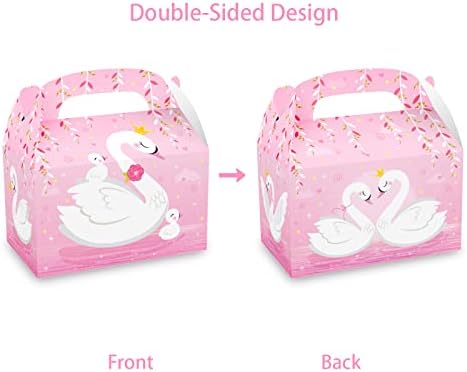 12 Pack Pink Swan Treat Boxes for Birthday Party Favors