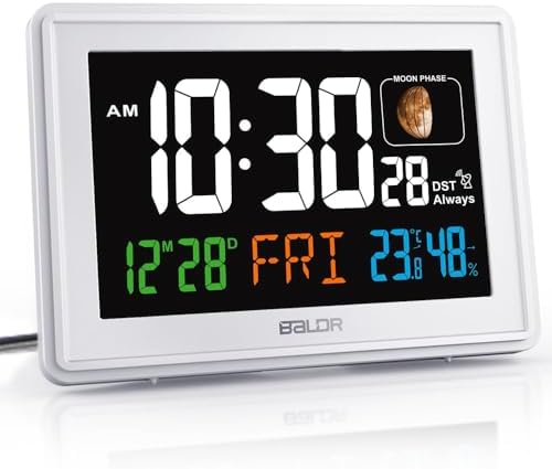 Baldr Atomic Clock with Temperature and Humidity Display - White