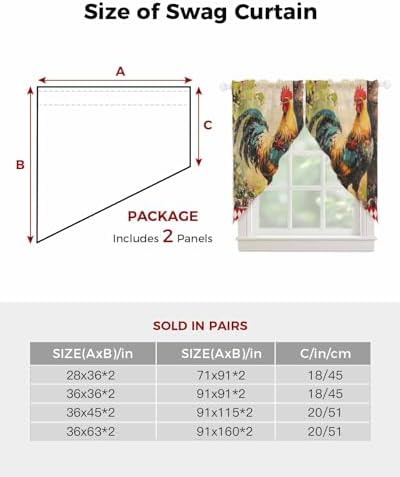 SEVENBABU Chiffon Valance Curtains Animal Print 36x36x2