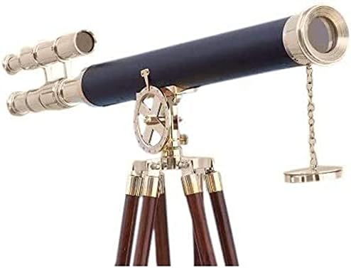 NauticalMart NM030288A Floor Standing Brass Telescope with Leather Case