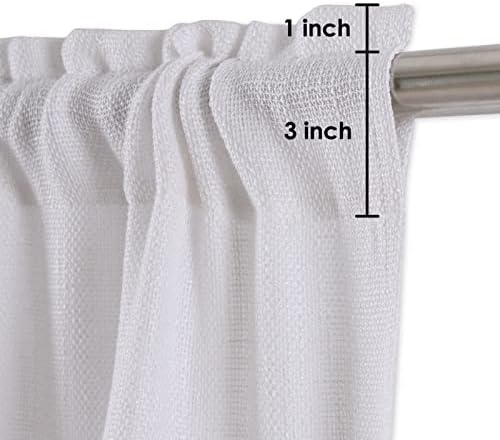 VORTTA White Burlap Look Swag Curtains 36 Inch 2 Panels