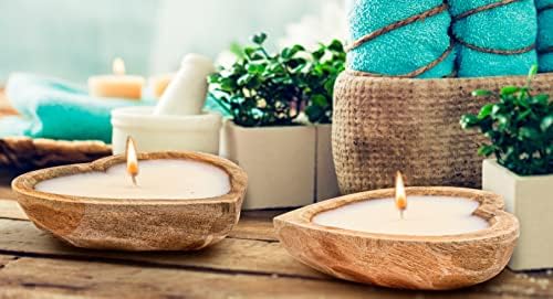 Heart Shaped Wooden Bowl Candle with 3 Wicks 5 oz