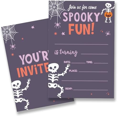 Halloween Birthday Party Invitations Set of 20 with Envelopes