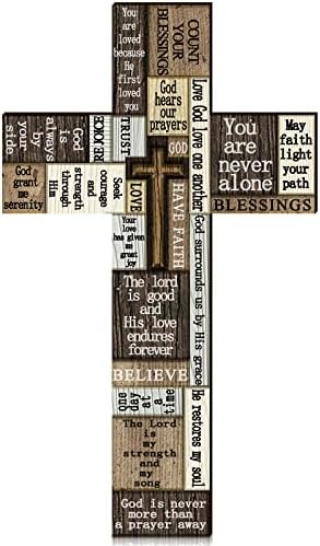 Blulu Wooden Cross Wall Sign with Inspirational Sayings