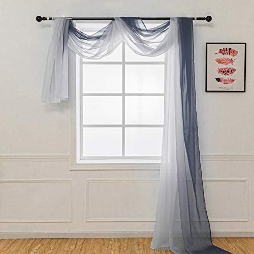 NAPEARL Ombre Window Scarf Valance 216 Inches Grey