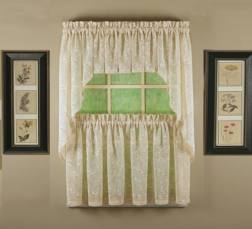 Todays Curtain Willow Faux Linen Print Swag 38 Inch Pair