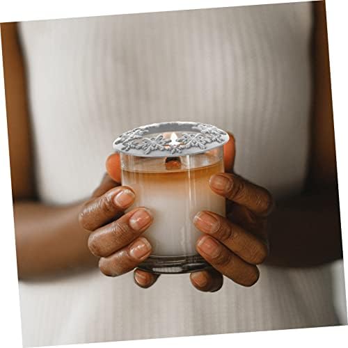 Sewroro Christmas Candle Jar Lid Snowflake Design Candle Holder Cover