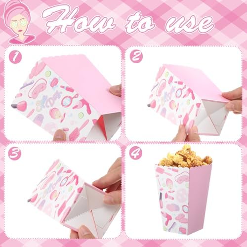 Gueevin 24 Pcs Spa Party Popcorn Boxes Pink