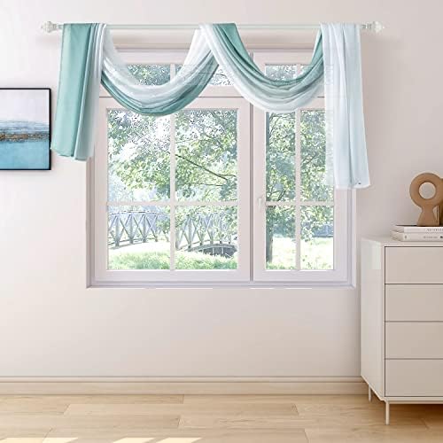NAPEARL Ombre Window Scarf Valance Green 144 Inches