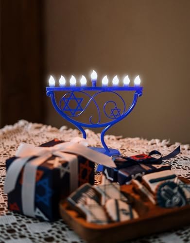 Ner Mitzvah LED Blue Hanukkah Menorah